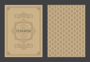 Vintage ornament greeting card calligraphic ornate swirls and vignettes frame design template vector