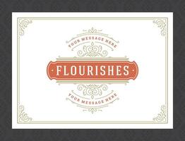 Vintage ornament greeting card calligraphic ornate swirls and vignettes frame design template vector