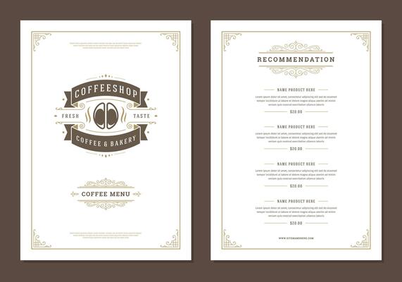Coffee menu design brochure template Illustration