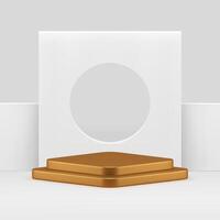 White geometric 3d podium pedestal mock up for cosmetic product show realistic vector