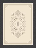 Vintage ornament greeting card calligraphic ornate swirls and vignettes frame design template vector