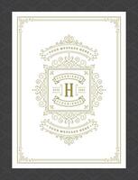 Vintage ornament greeting card calligraphic ornate swirls and vignettes frame design template vector