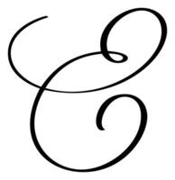 Hand drawn calligraphy letter E. Script font logo. Handwritten brush style flourish vector
