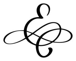 calligraphy hand drawn letter E logo. Script font. Handwritten brush style vector