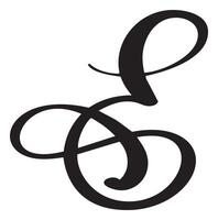 calligraphy hand drawn letter E. Script font logo icon. Handwritten brush style vector