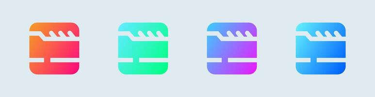 Film solid icon in gradient colors. Cinema signs illustration. vector