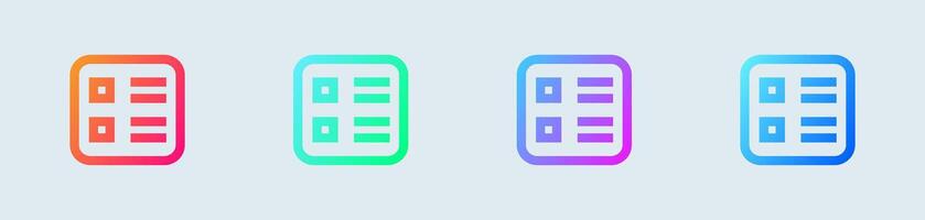 List line icon in gradient colors. Checklist signs illustration. vector
