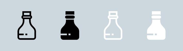 Bottle icon set in black and white. Water drink signs illustration. vector