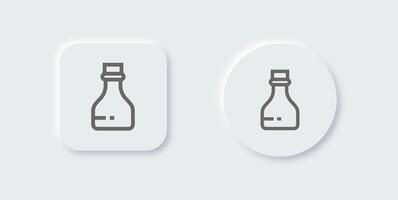 Bottle line icon in neomorphic design style. Water drink signs illustration. vector