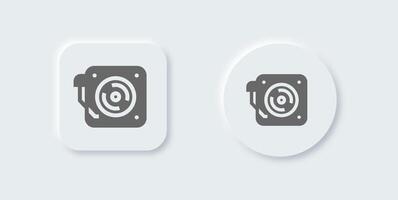 Turntable solid icon in neomorphic design style. Dj signs illustration. vector