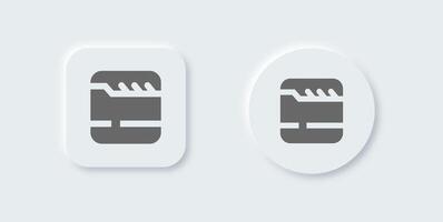 Film solid icon in neomorphic design style. Cinema signs illustration. vector