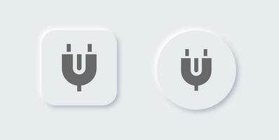 Socket solid icon in neomorphic design style. Power plug signs illustration. vector