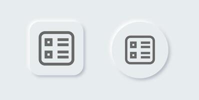 List line icon in neomorphic design style. Checklist signs illustration. vector