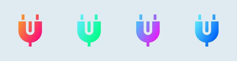 Socket solid icon in gradient colors. Power plug signs illustration. vector