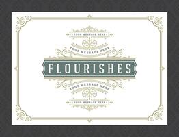 Vintage ornament greeting card calligraphic ornate swirls and vignettes frame design template vector