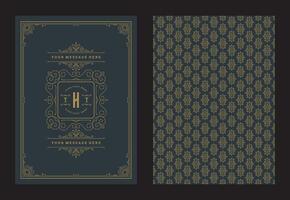 Vintage ornament greeting card calligraphic ornate swirls and vignettes frame design template vector