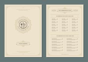 Restaurant menu design and label brochure template. vector