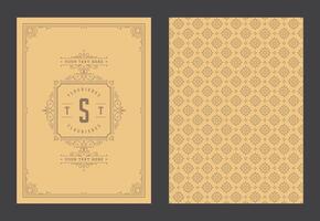 Vintage ornament greeting card calligraphic ornate swirls and vignettes frame design template vector
