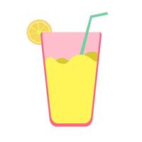 a glass of fresh lemon to cool down in summer. summer drink illustration vector