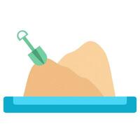 sand play using a shovel in the sandbox. summer play tool illustration vector