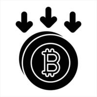 Bitcoin Down Glyph Icon vector