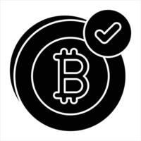 Bitcoin Accepted Here Glyph Icon vector