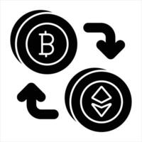 Bitcoin to ethereum Exchange Glyph Icon vector