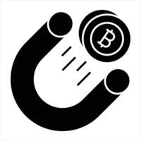 bitcoin atracción glifo icono vector