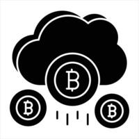 Cloud Bitcoin Glyph Icon vector