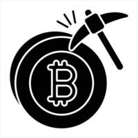 Bitcoin Mining Glyph Icon vector