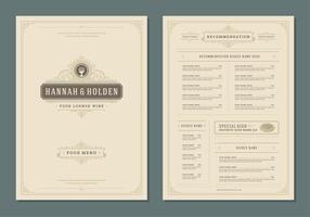 Restaurant menu design and label brochure template. vector