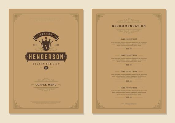 Coffee menu design brochure template Illustration