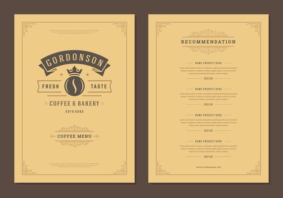 Coffee menu design brochure template Illustration