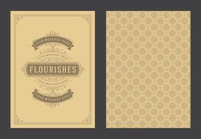 Vintage ornament greeting card calligraphic ornate swirls and vignettes frame design template vector