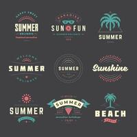 Summer holidays labels and badges retro typography design set. vector