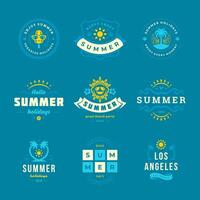 Summer holiday labels and badges retro design set vector