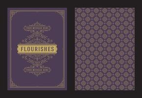 Vintage ornament greeting card calligraphic ornate swirls and vignettes frame design template vector