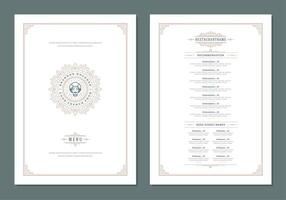 Menu design template with cover and restaurant vintage logo brochure. vector