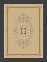 Vintage ornament greeting card calligraphic ornate swirls and vignettes frame design template vector
