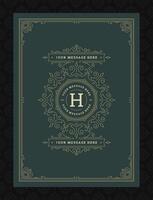 Vintage ornament greeting card calligraphic ornate swirls and vignettes frame design template vector