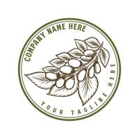 Vintage Circular Retro Soya Bean for Garden Farm Product Badge Label Design vector