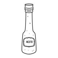 Vinegar in glass bottle. Hand drawn doodle style. illustration isolated on white. Coloring page. vector