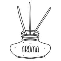 Aromatherapy lamp. Hand drawn doodle style. illustration isolated on white. Coloring page. vector