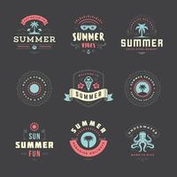 Summer holidays labels and badges retro typography design set. vector