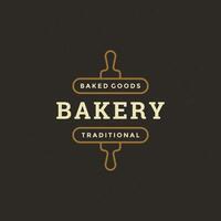 Bakery badge or label retro illustration. Rolling pin silhouette for bakehouse. vector