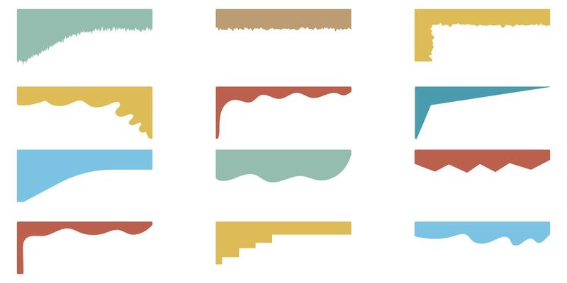 Geometric Website border and separator headers. Organic Web page. Divider shapes for web page. Abstract Curve Set for Banners, Posters, website and App. Dividers shapes and headers.