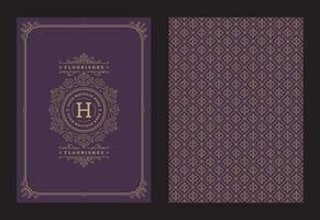 Vintage ornament greeting card calligraphic ornate swirls and vignettes frame design template vector