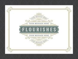 Vintage ornament greeting card calligraphic ornate swirls and vignettes frame design template vector