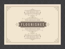Vintage ornament greeting card calligraphic ornate swirls and vignettes frame design template vector