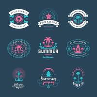 Summer holidays labels and badges retro typography design set. vector
